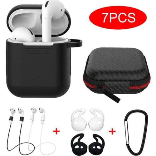 Scratch-proof 7Pcs Portable Silicone Bluetooth Earphones Anti-dropping Storage Bag Anti-dropping Case Box for AirPod 1/2 Cover