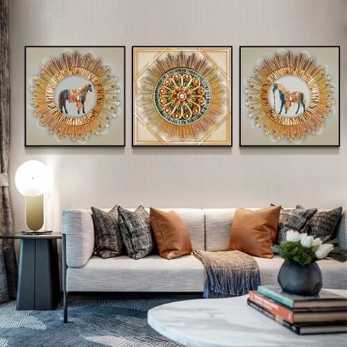 Abstract Canvas Painting Horse King Art Wall Pictures Big Poster Print for Living Room Solemnly Decor Pop Art In Saudi Arabia