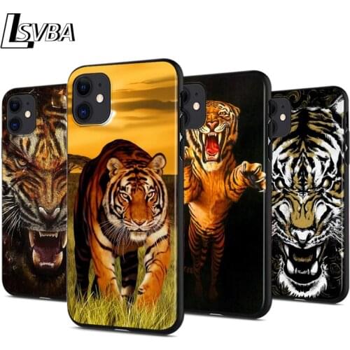 Fashion Tiger Leopard Anti-fall Silicone Phone Case For iPhone 11 Pro XS Max X XR 6S 6 7 8 Plus 5S Soft Black Cover Capa