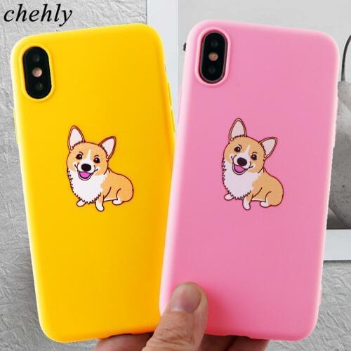 Cute Corgi Phone Case for Iphone 6s 7 8 11 Plus Pro X XS Max XR Funny Sofe Silicone Protection TPU Cell Phone Accessories Covers