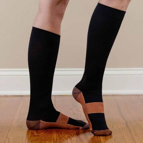 1 Pairs Unisex Copper Fiber Stockings Cotton Sock Compression Pressure Outdoor Sports Fitness Absorb Sweat Socks for Running