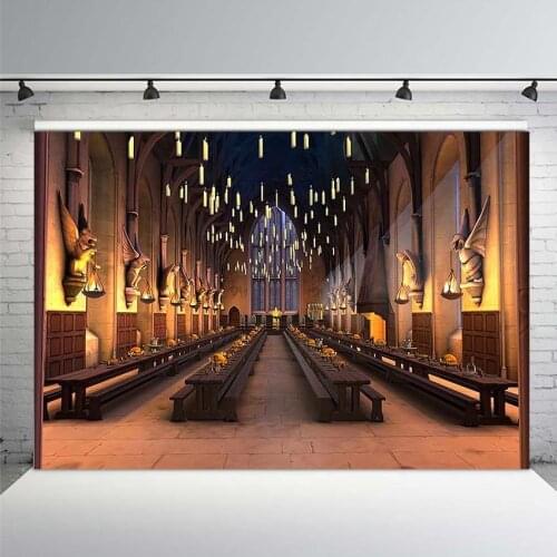 Magic School Castle Dinning Hall Photo Backdrop Birthday Party Background Photography Photocall Photophone Banners