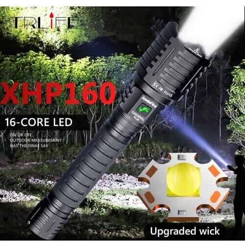 XHP160 Powerful Flashlight 16-core Brightest Lantern Zoomable 10000mAH 26650 Camping USB Rechargeable Tactical Hunting Torch