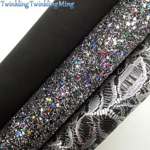 Mixed Colors Glitter Fabric, Flowers Embossed Synthetic Leather Fabric Sheets For Bow A4 21x29CM Twinkling Ming XM978
