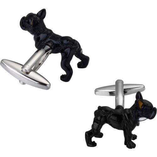 KC high quality copper material black Pug Cufflinks men French shirt wedding Cufflinks wholesale manufacturers