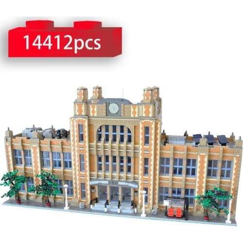14412PCS MOC Modular School Model Building Blocks Large Architecture City Street View House Bricks Educational Toys for Children