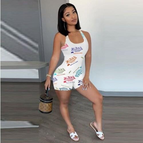TNNAOFF Aesthetic Print Bodycon Playsuit Sweatsuit for Women Sexy Sleeveless Strapless One Piece Club Lounge Wear Short Rompers