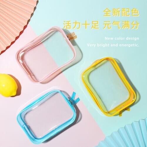 Colorful Transparent Cosmetic Bag Women PVC Waterproof Makeup Bag Large Capacity Travel Storage Bag Washing Bag Beauty Case