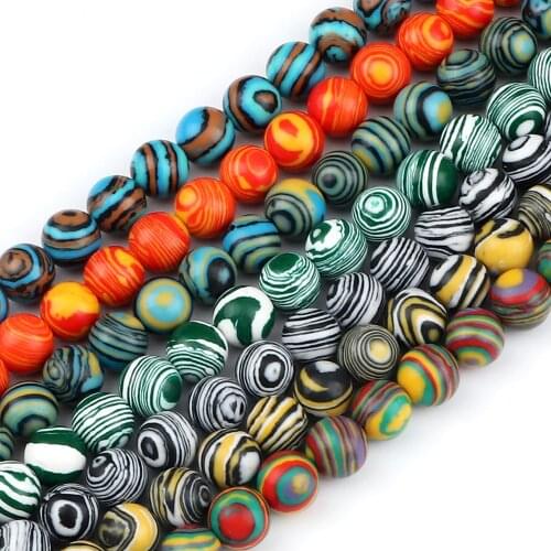 Wholesale 4 6 8MM Multicolor Malachite Stone Beads Charm Round Loose Spacer Beads for DIY Jewelry Bracelet Making 1 Strand New