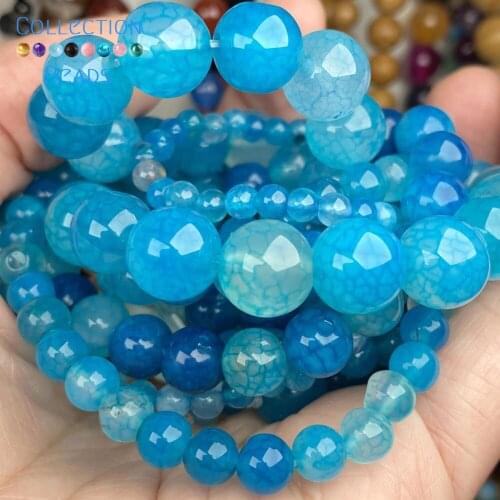 Natural Stone Blue Dragon Veins Agates Loose Spacer Round Beads For Jewelry Making 6-10 MM DIY Bracelet Accessories Wholesale