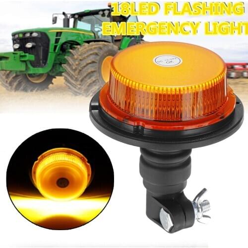 5.2x4.7" Inch Dome 18 LED Construction Vehicle Car Warning Strobe Light Flashing Lights Truck Emergency Light 12-24V Waterproof