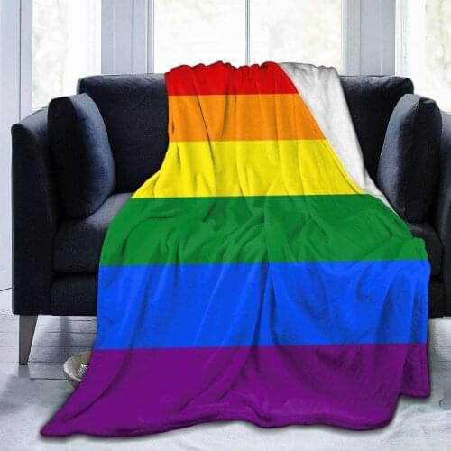 LGBT Rainbow Flag Soft Throw Blanket Lightweight Flannel Fleece Blanket for Couch Bed Sofa Travelling Camping for Kids Adults