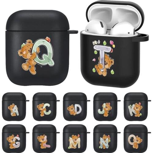 Cute Style Airpods Case for Apple Airpods 1/2 Soft Silicone Matte Black Letter Series Wireless Earphone Case Earphone Accessorie
