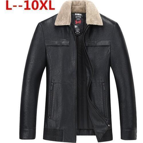 Plus size 10XL 9XL 8XL Jacket Fur Collar Genuine Leather Jacket Men Sheepskin Coat Winter Bomber Jacket Male Down jacket men