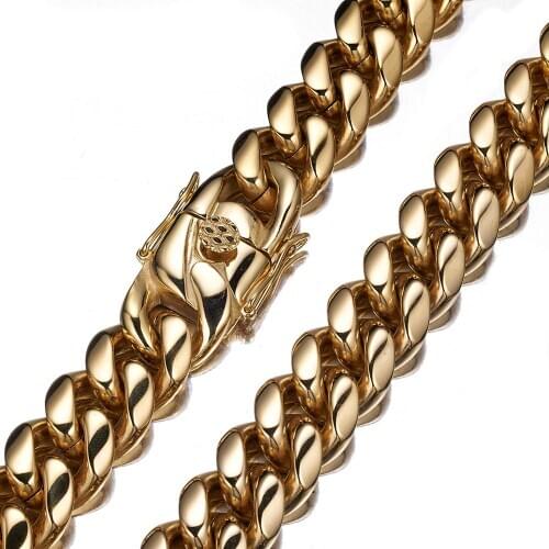 Men Hip hop Chains Necklaces Stainless Steel never fade High quality 6mm-18mm width Miami Cuban chain Necklace Jewelry