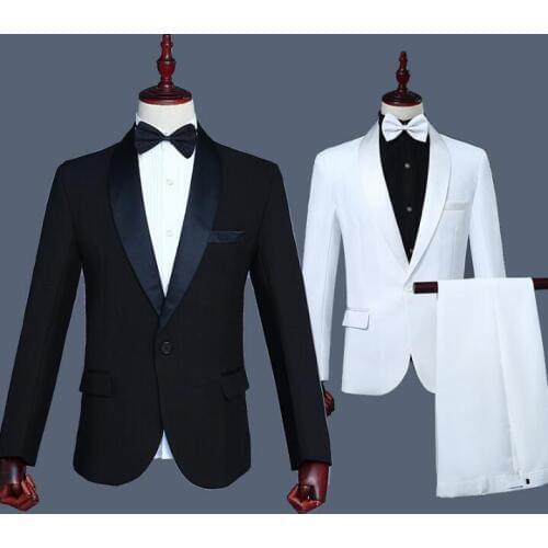 Men suits designs masculino homme terno stage costumes for singers men white blazer dance clothes jacket star style dress black
