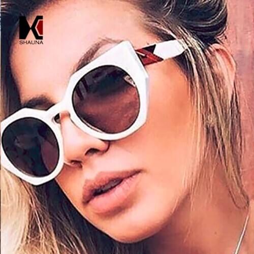 SHAUNA Mixed Colors Legs Women Cat Eye Sunglasses Fashion Men Round Gradient Lens Shades UV400