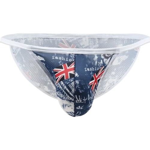 Men Briefs Print Sexy Gay Underwear High Fork Convex Pouch Panties Man Low Rise Breathable Penis Pouch Male Underpants Briefs