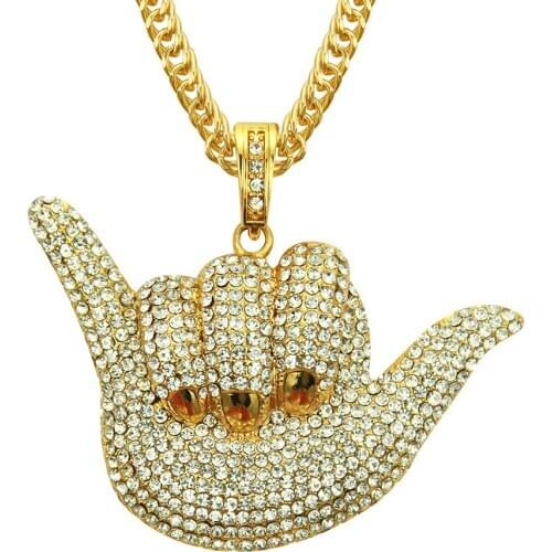 2020 European And American Hip Hop Gesture 666 Full Pendant Necklace Mens Cool Personality With Finger