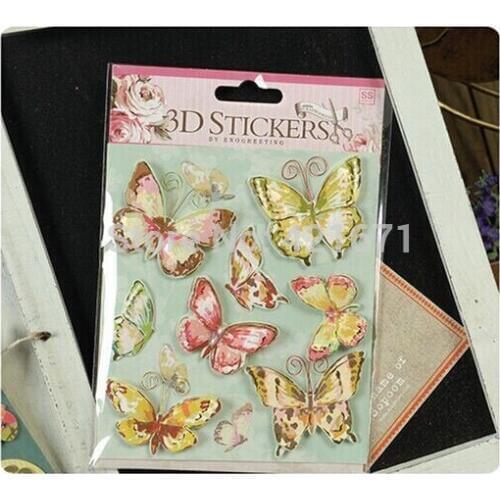 New Arrivals Fashion Dazzling 2sets/lot Colorful butterfly 2 3D Decorating Stickers Set DIY Photo Album Scrapbooking Kit