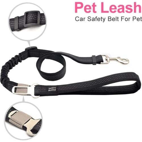 Nylon Pet Leashes Dogs Car Seat Belt Reflective Elastic Big Dog Safety Leash Lever Harness Lead Clip Traction Pets Supplies