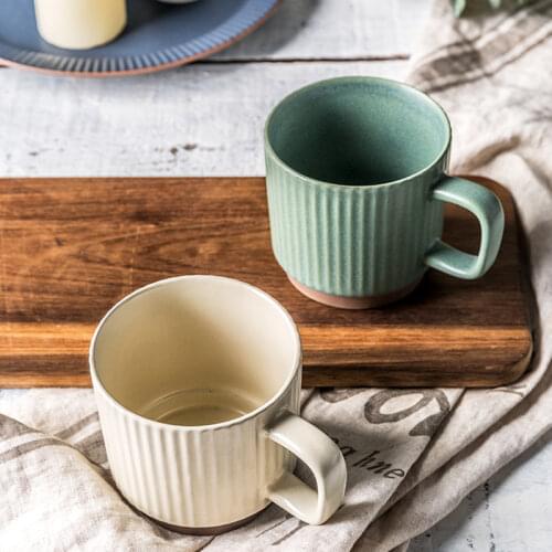 Nordic Vintage Coffee Cup Set with Handle Creative Textured European Tea Cups Porcelain Xicara Porcelana Home Drinkware LL50CC