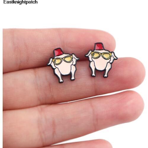 E2006 Cartoon Friend Tv Show Turkey Stud Earrings Cute Earring Children women Jewelry Stainless Steel Accessories Gift