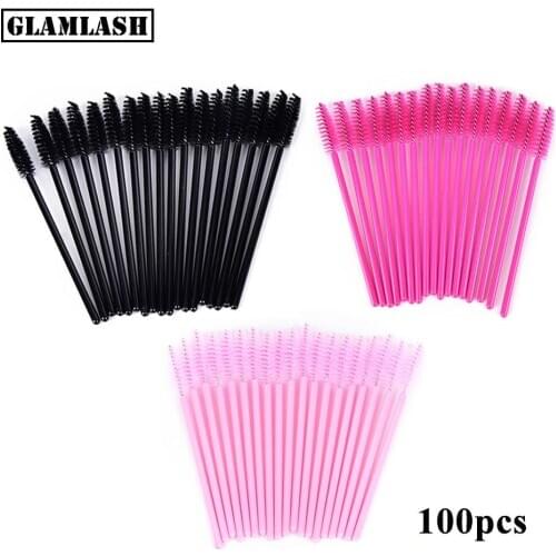 100Pcs Disposable Micro Eyelash Comb Brush Spoolers Makeup Kit lash Extension Brushes Mascara Applicator Wand Lash Eyebrow Brush