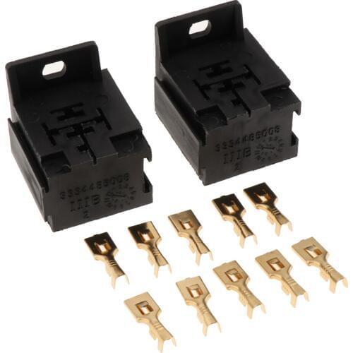 Universal 5 Way Relay Holder Box With 10x Brass Terminals,2PCS 5Pin relays Holders for car truck trailer and boat