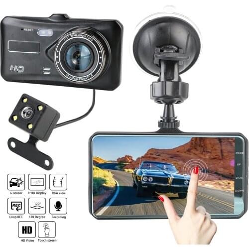 4" HD 1080P Video Recorder Camera Dash Cam G-sensor WDR Auto DashCam Dual Lens Touch Screen Auto Accessories Car DVR