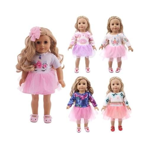 Fashion New Pattern Popular Printed Yarn Skirt Fit 18 Inch American&43cm Baby New Born Doll Clothes Accessories,Girls Toys