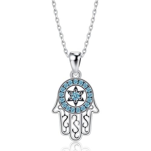 ZEMIOR Necklace For Women S925 Sterling Silver 5A+ Cubic Zirconia Inlay Magic Handprint Pendent Necklace Birthday Fine Jewelry