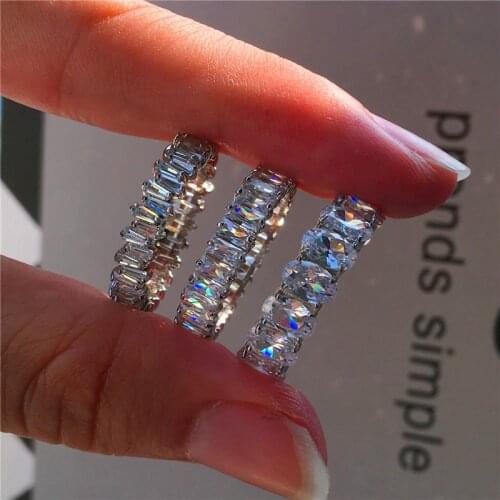 Luxury Female Smal Lab CZ Stone Ring 100% Real 925 Sterling Silver Engagement Ring Vintage Party Wedding Rings For Women