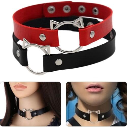 Woman Black Punk Choker Collar Necklace Pu Leather Goth Choker Necklace Party Club Sexy Gothic Femme Jewelry Accessories