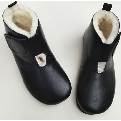 Careaymade-Winter Genuine leather pure wool warm womens short boots sheepskin wool thickened cotton snow boots high top shoes