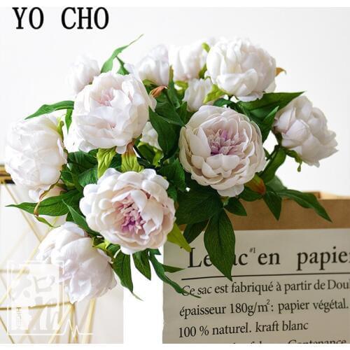 3 Heads Big Artificial Peony Flowers Bunch Silk Fake Flores Wedding Flowers DIY Home Garden Party Table Decoration Faux Flowers