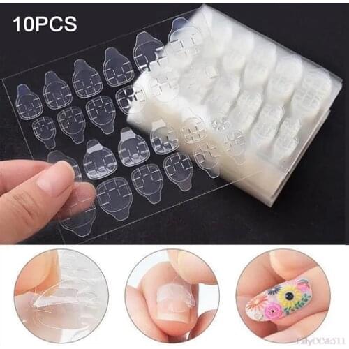 10Sheet DIY Manicure Double Sided Adhesive Clear Tape Glue Stickers Nail Art