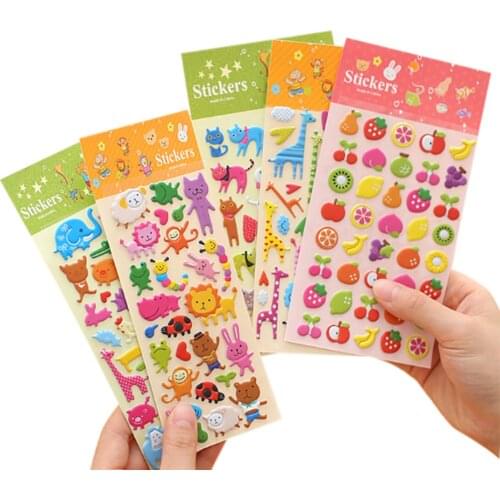 100 Sheets Cute Cartoon Scrapbooking Bubble Puffy Stickers Reward Kids Gift Toys Office Student supplies