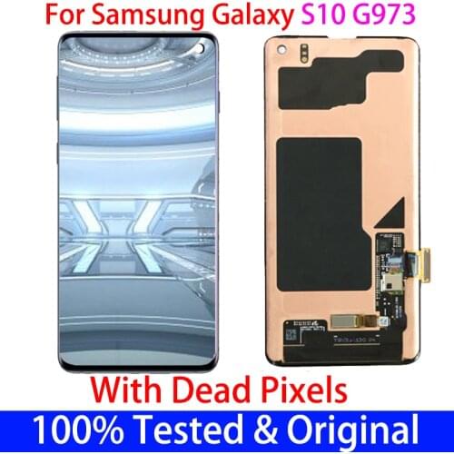 100% Original Super AMOLED LCD For Samsung galaxy S10 SM-G9730 G973F LCD Display Touch Screen Digitize With Dead pixels