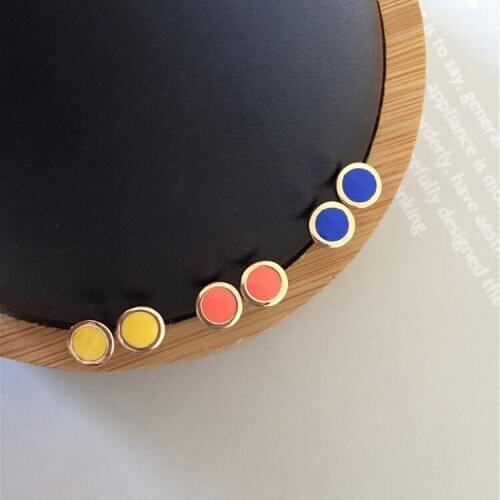 2020 Fashion Statement Geometric Colorful A Week Stud Earrings For Women Drops Of Glaze Cute Gifts