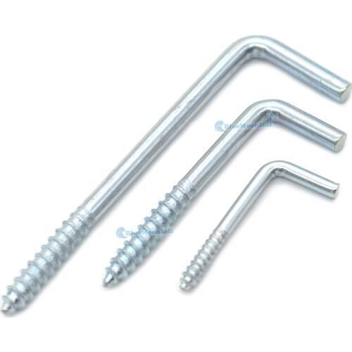 25/100 Pcs / Lot Eye Bolt Screw-in Hanger Eyebolt L Shaped Hook for Draw & Pictures Plant Light Curtain Key buckle Crafts