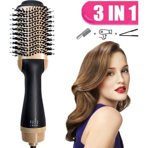 Hot Air Brush 3 In 1 One Step Hair Dryer And Volumizer Hair Straightener Electric Blow Dryer Hot Comb Hair Curler Styler 2021