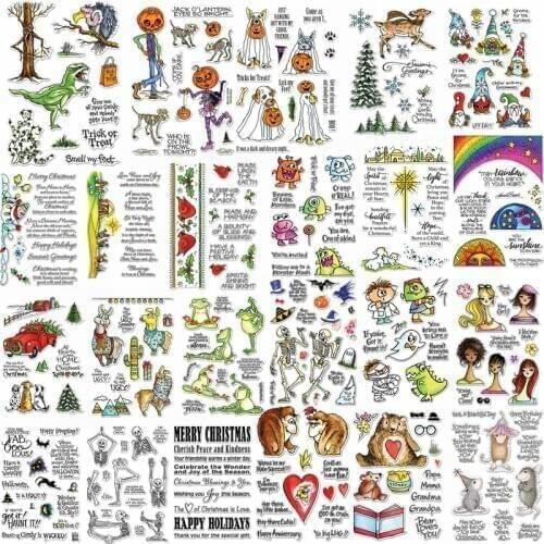 4*6 inch Clear Transparent Stamps Halloween Christmas Element Skinny Skull Cartoon Animals Anime Person Phrases DIY Scrapbooking