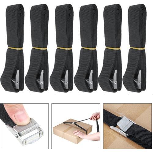 6pcs 8-foot 250x2.5cm Cargo Luggage Lashing Strap Ratchet Leather Strap Cam Buckle For Car SUV Truck Accessories Tool