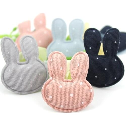40Pcs 3.4*4.4cm Dot Rabbit head Padded Appliques for Babys crafts hair Clip Handmade Headwear Decoration Accessories wholesale