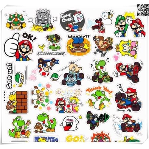 40pcs Super Mario Cartoon Album Scrapbook Waterproof Decoration Sticker DIY Handmade Gift Scrapbook Sticker
