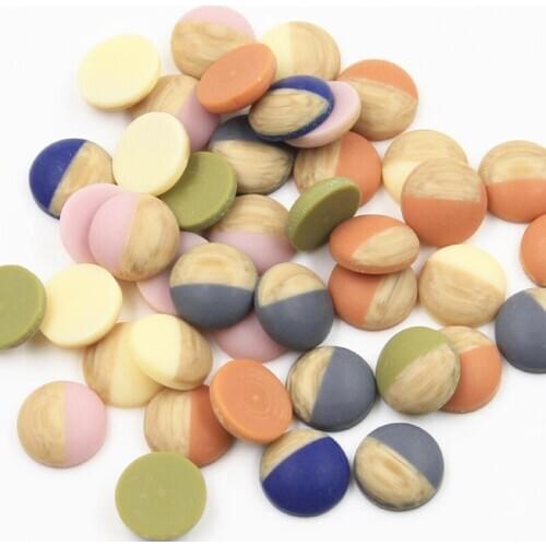 50pcs 12mm Mix Colors Wood grain Frosted imitation leather Flat Back Resin Cabochons Cameo Fit DIY Cabochons Tray Earrings Rings