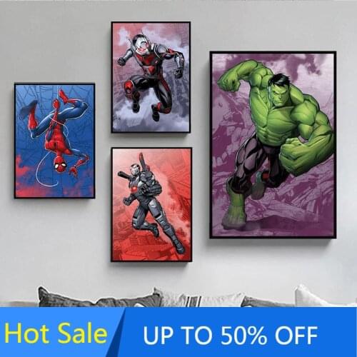 Marvel Spiderman Captain America Canvas Painting Avengers Superhero Wall Art Posters and Prints Pictures Living Kids Room Decor