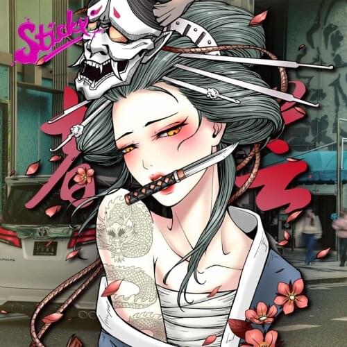 STICKY Sexy Geisha Charm Car Stickers Auto Decals Reflective Motorcycle Door Windshield Styling Accessories