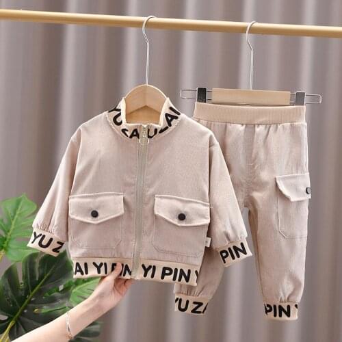 2PCS New Children Clothing Sets Cotton Toddler Letter Jacket+Pants Spring Autumn Baby Boys Coat Kids Clothes Casual Outfits